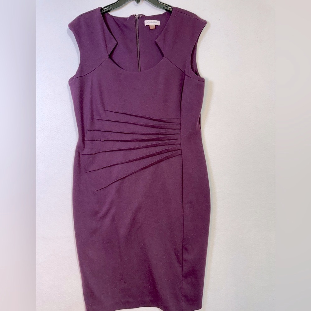Calvin Klein Purple Ruched Sweetheart Sheath Mini Dress